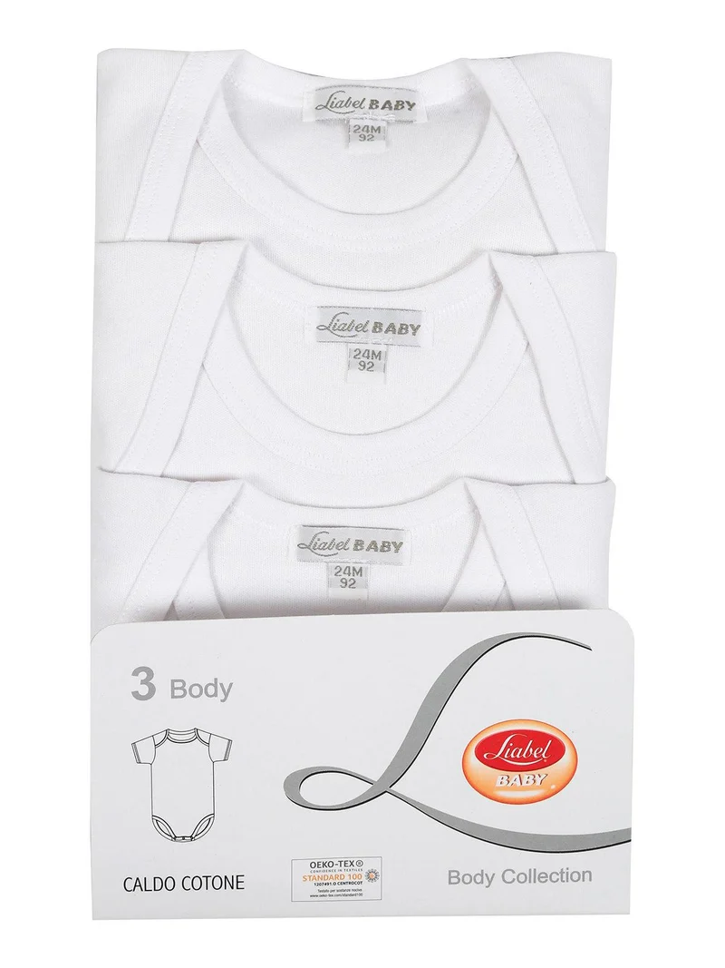 Body in caldo cotone da neonato confezione 3 pezzi - bianco