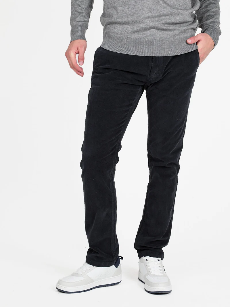 Pantaloni da uomo in velluto slim fit - blu scuro