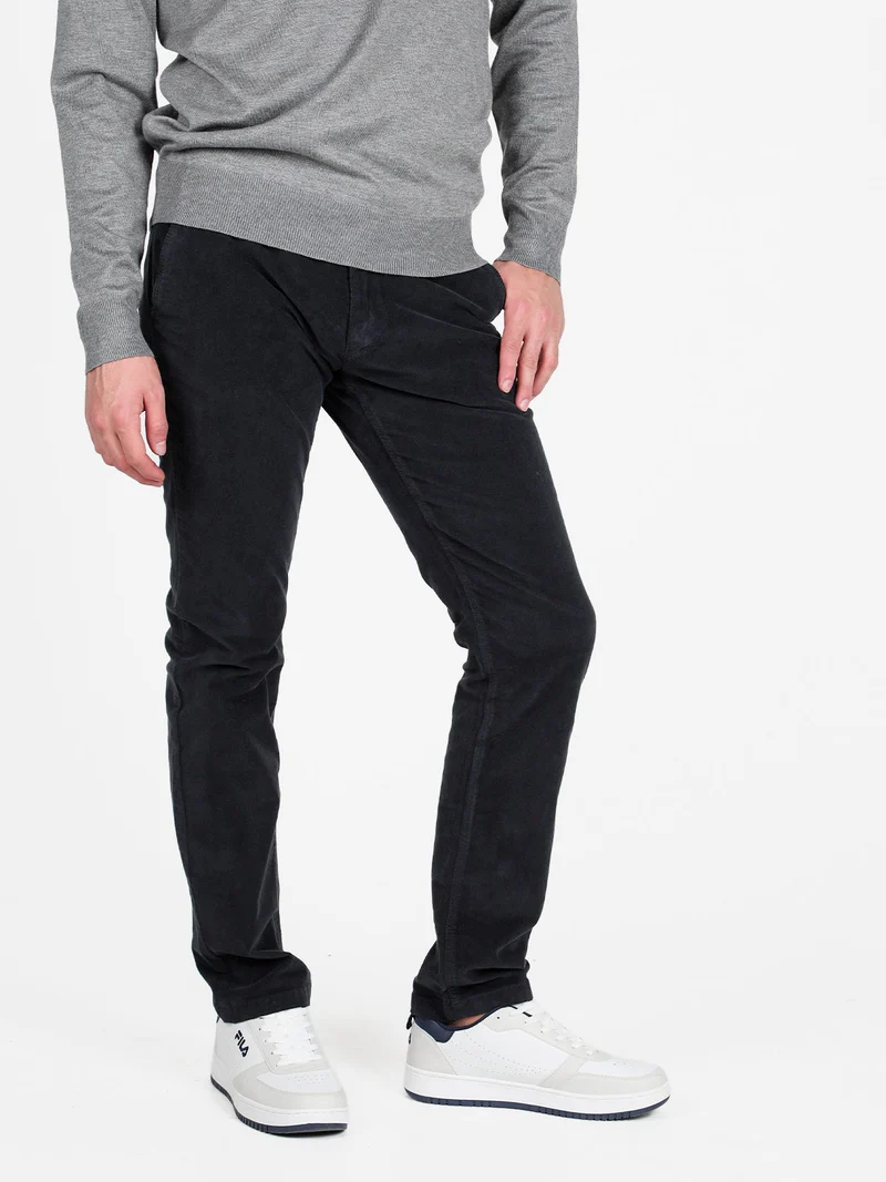 Pantaloni da uomo in velluto slim fit - blu scuro