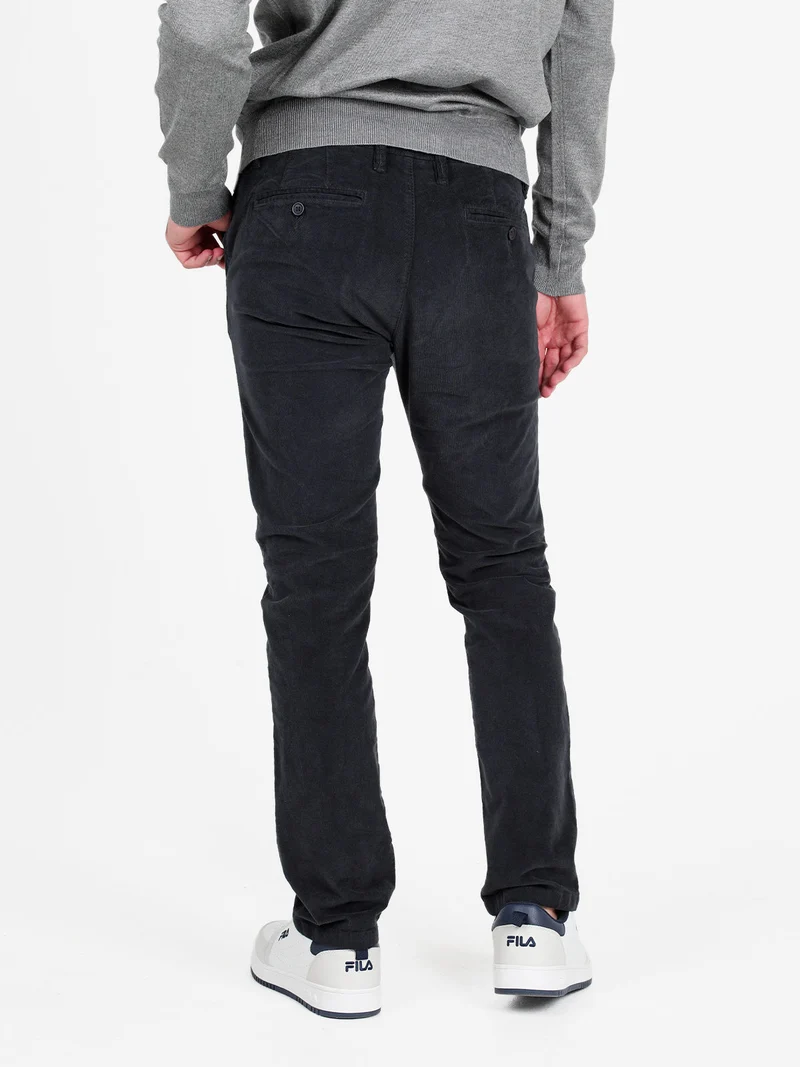 Pantaloni da uomo in velluto slim fit - blu scuro