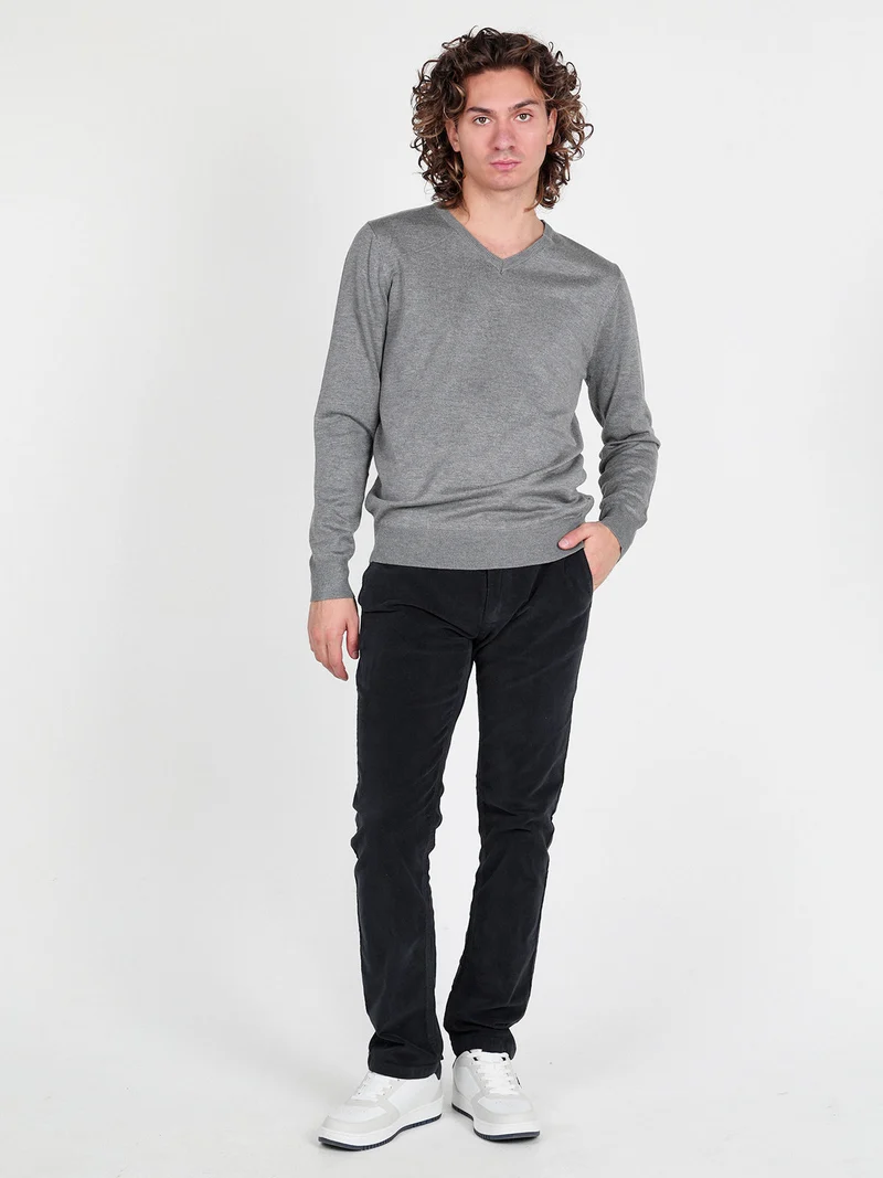 Pantaloni da uomo in velluto slim fit - blu scuro