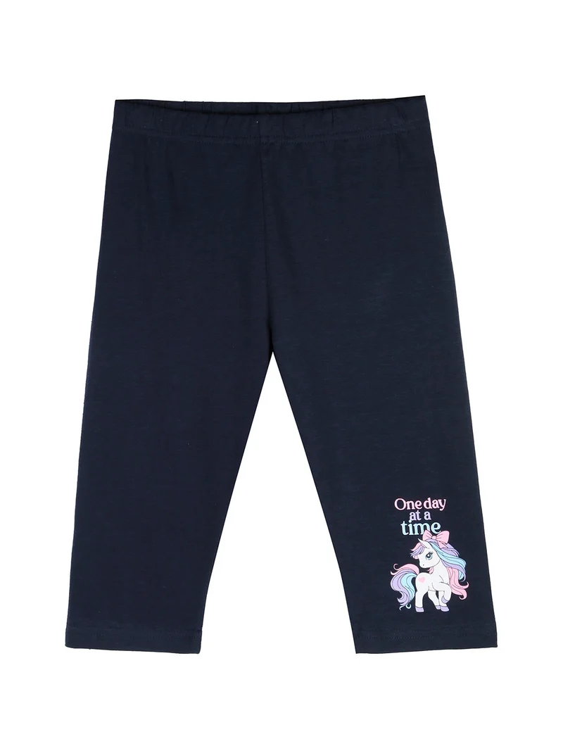 Completo da bambina con t-shirt unicorno e leggings a 3/4 - azzurro