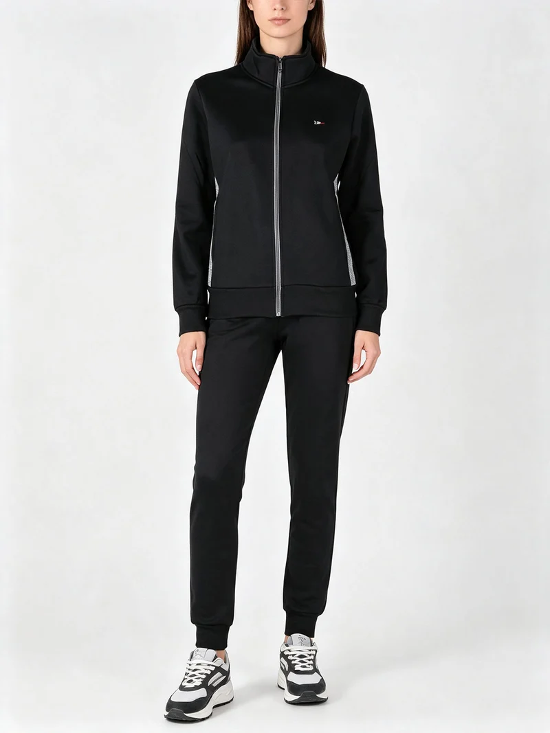 Tuta felpata 2 pezzi da donna full zip - nero