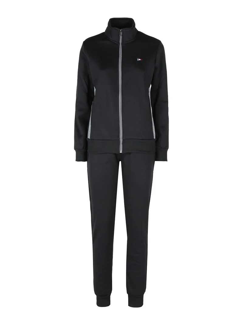 Tuta felpata 2 pezzi da donna full zip - nero