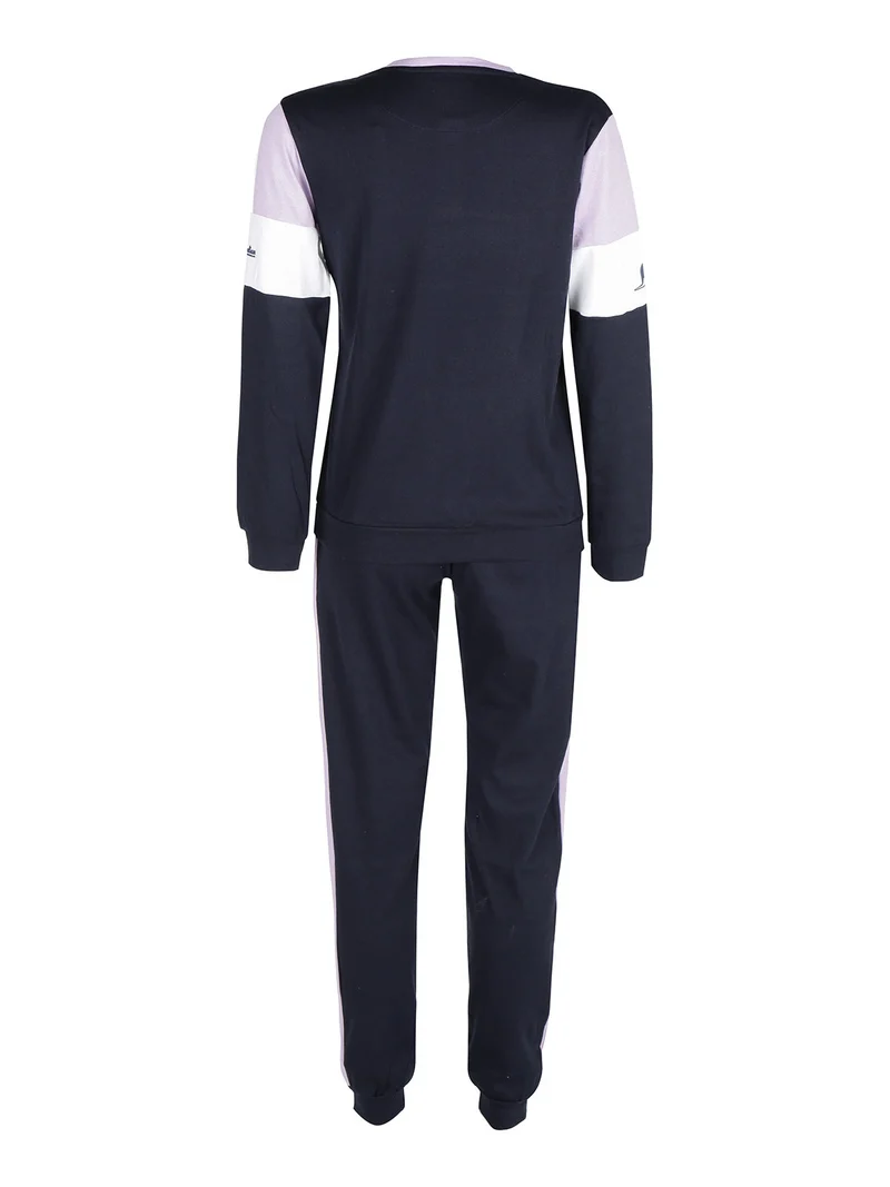 Pigiama lungo da donna in misto cotone - blu scuro
