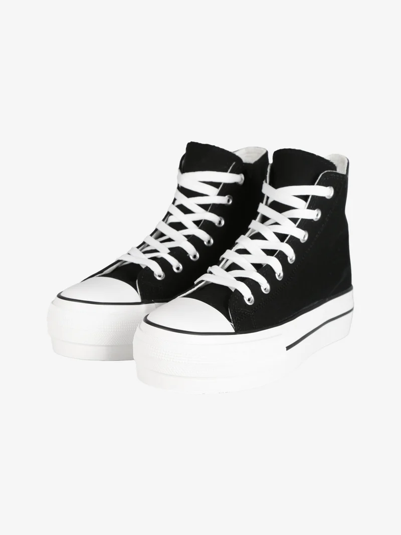 Sneakers alte donna con platform - nero