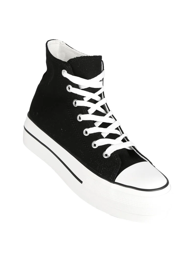Sneakers alte donna con platform - nero