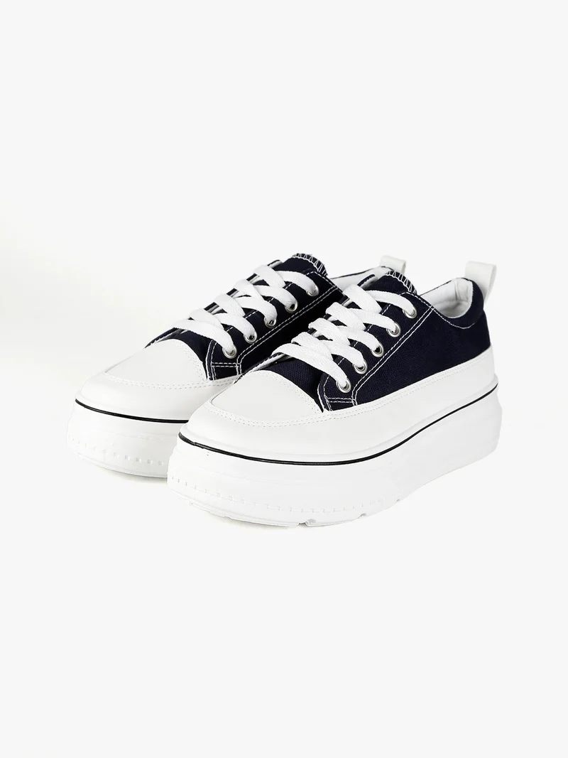 Sneakers donna in tela con platform - blu