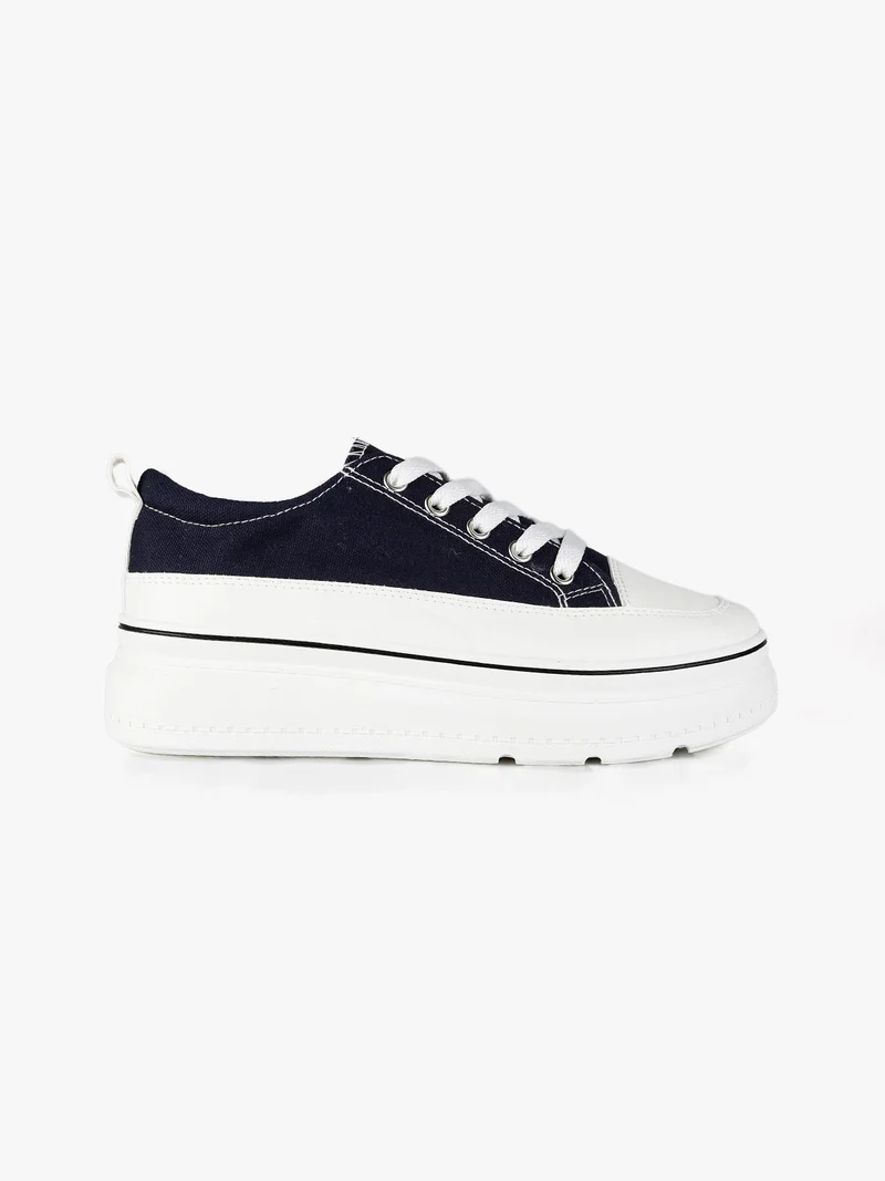 Sneakers donna in tela con platform - blu