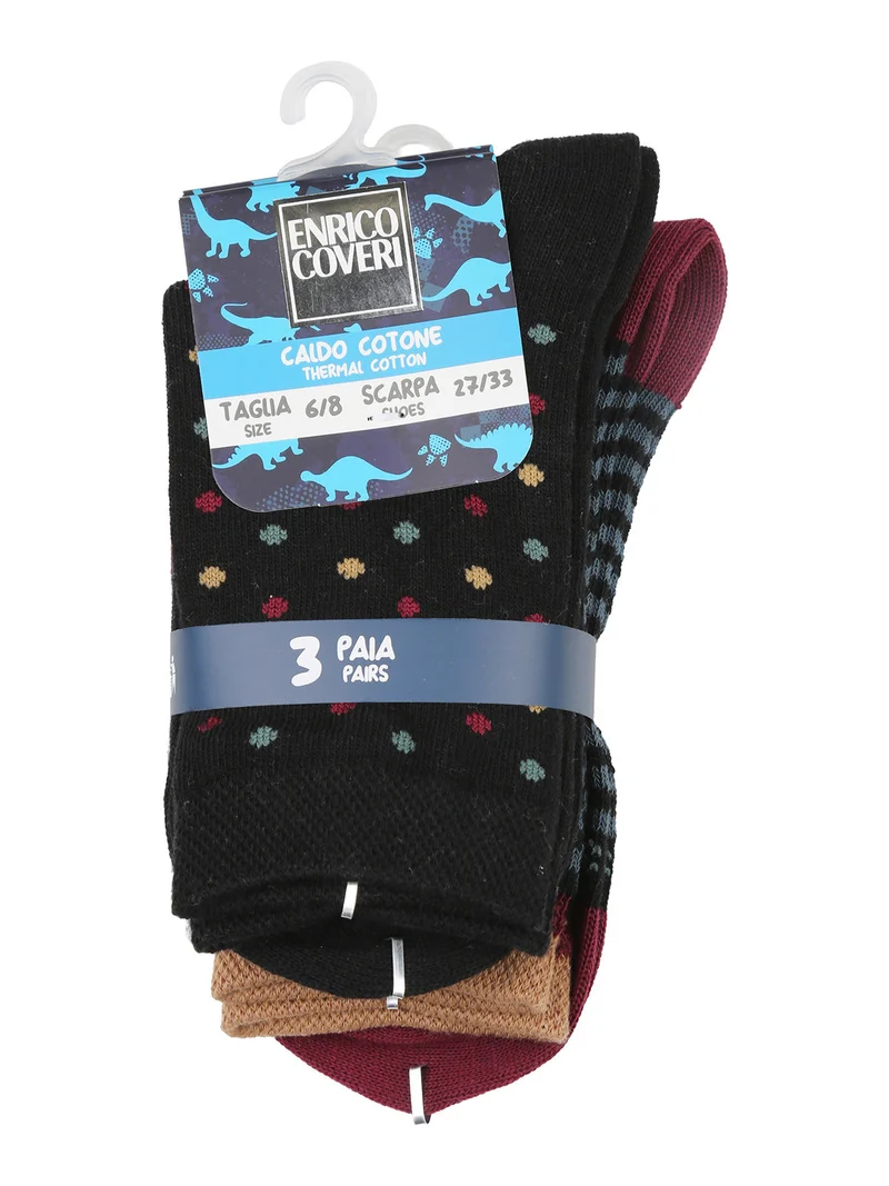 Confezione da 3 paia di calze corte da bambino con stampe - nero