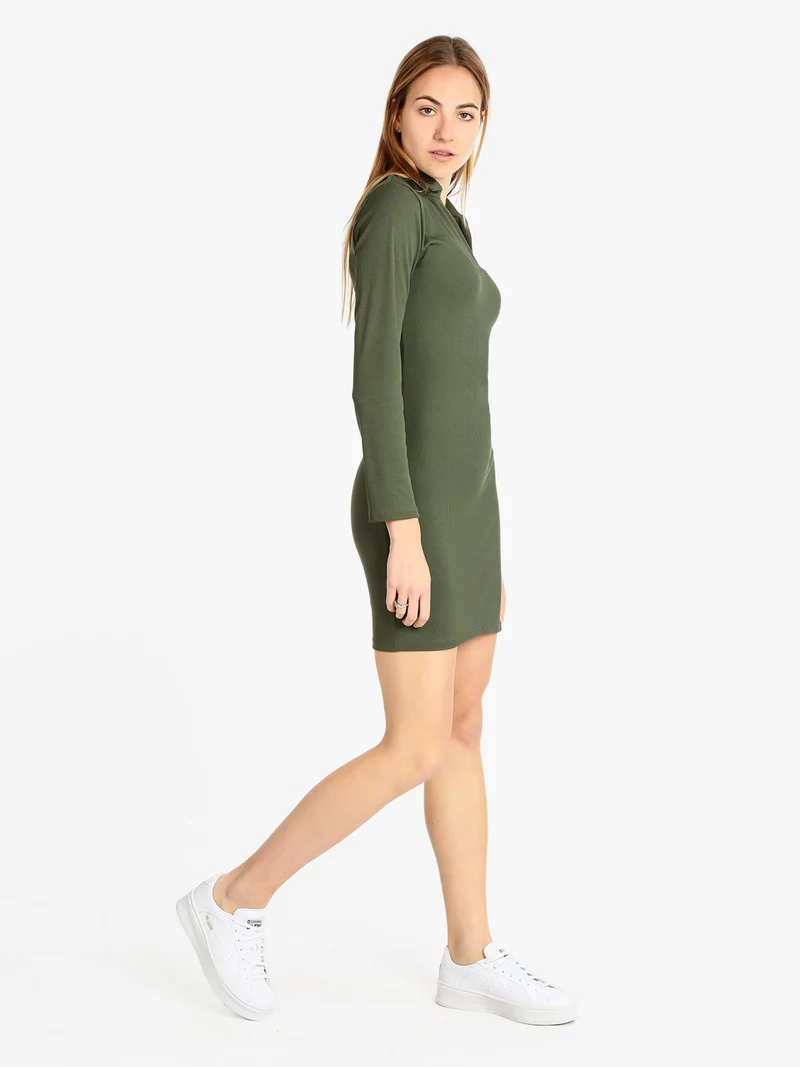 Vestito donna con colletto - verde scuro