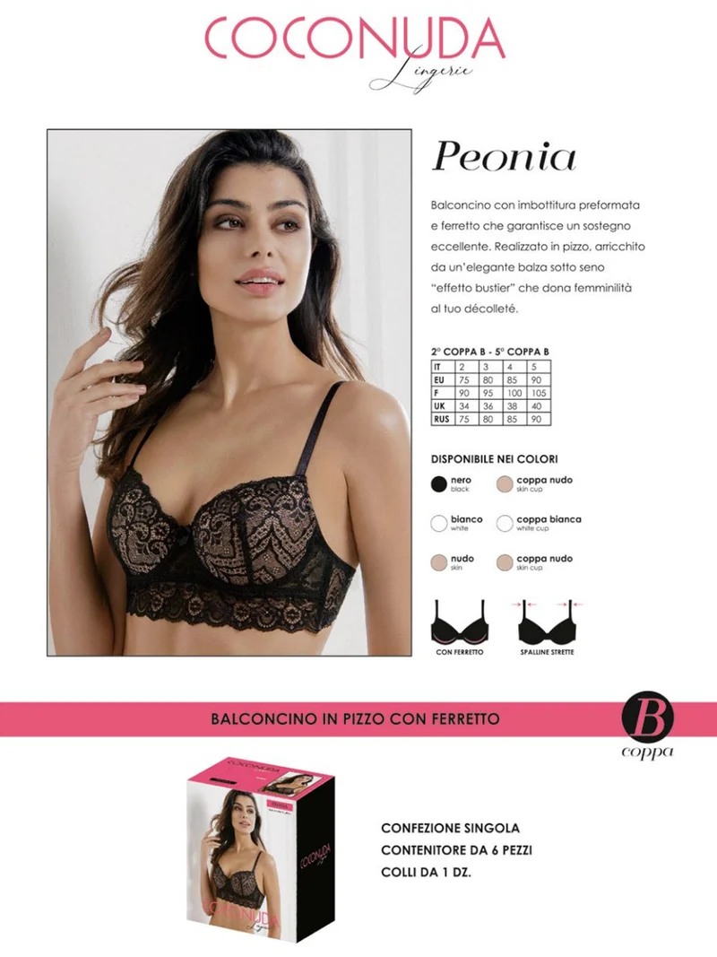 Coconuda reggiseno in pizzo PEONIA coppa B - nudo