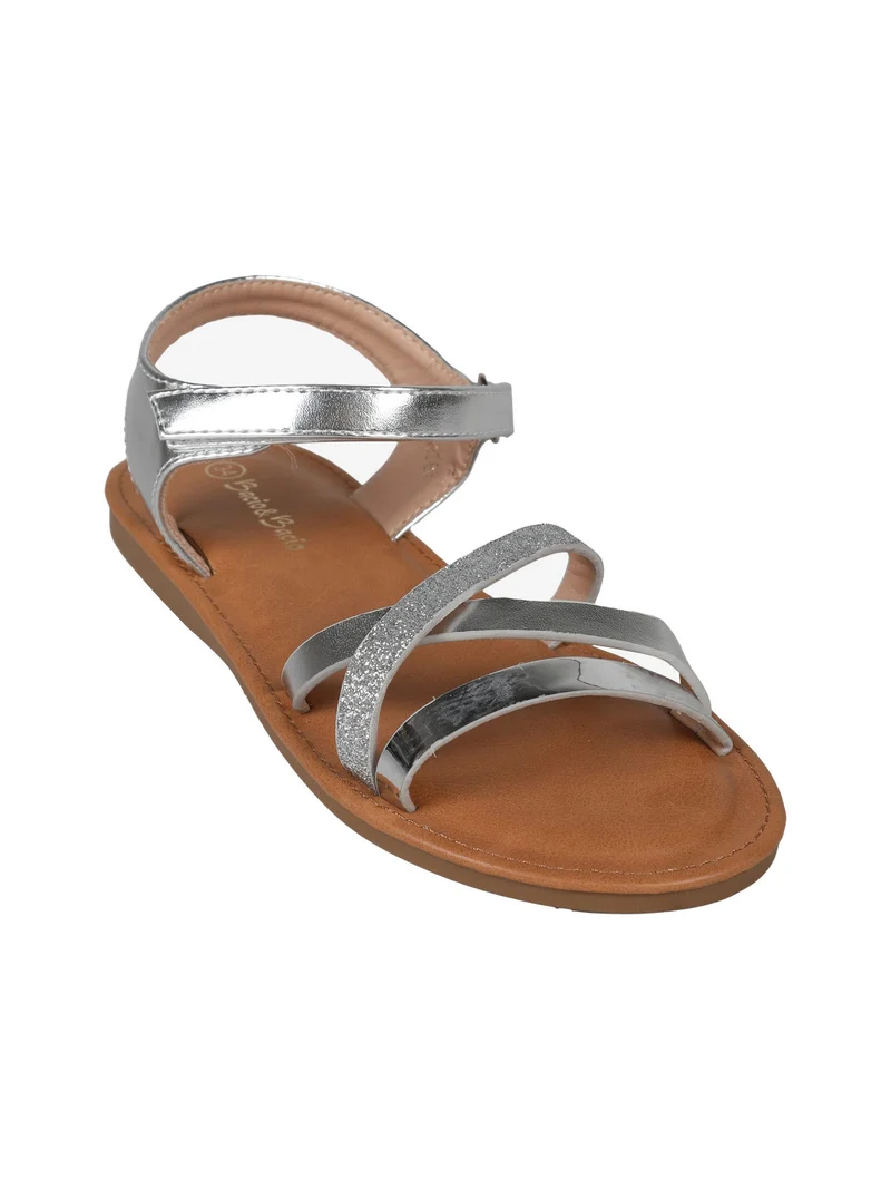 Sandali da ragazza glitter con cinturino a strappo - argento