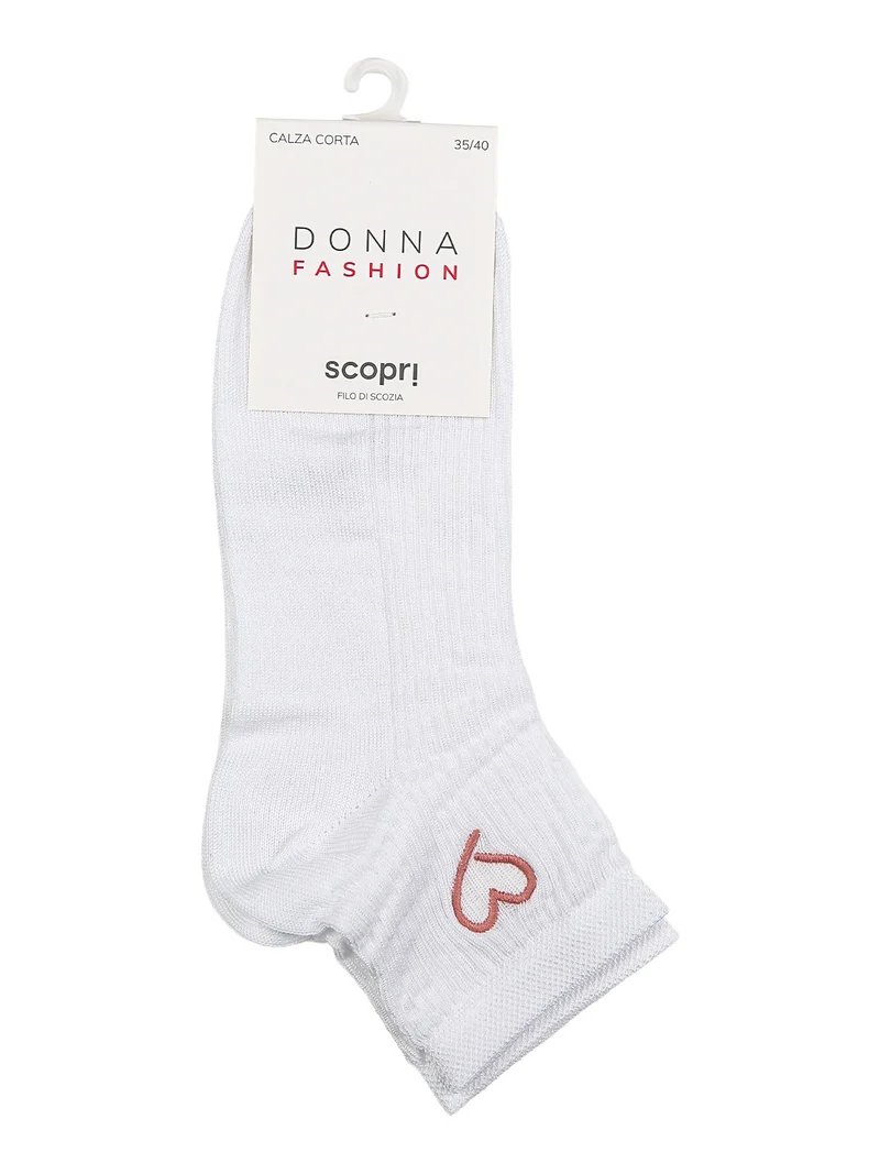 Calze corte da donna cuore in filo di scozia - rosa