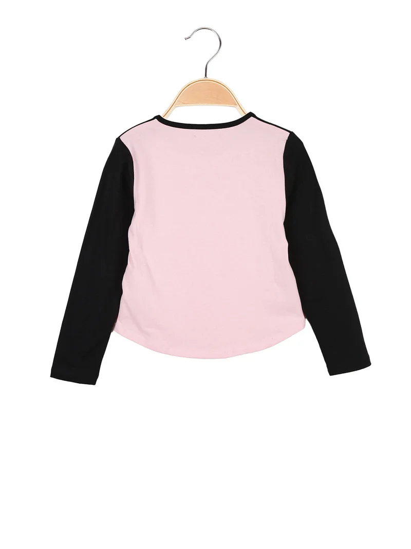 T-shirt da bambina a maniche lunghe con interno in caldo cotone - rosa