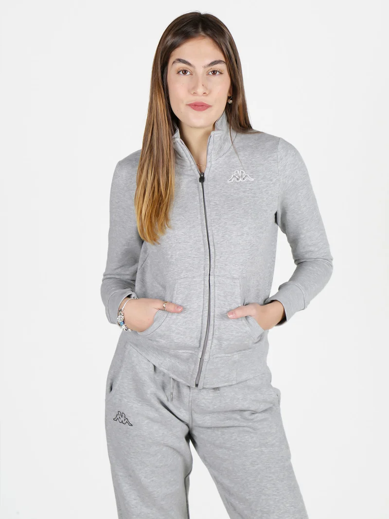 Felpa invernale da donna full zip - grigio
