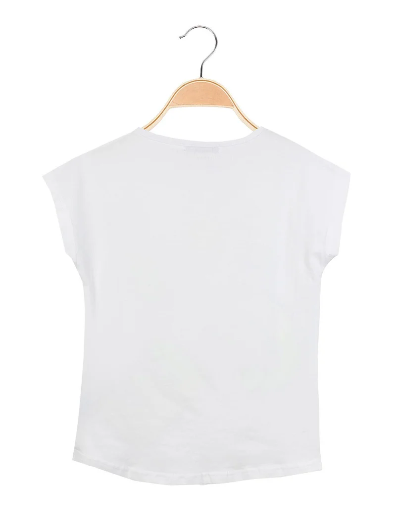 T-shirt con scritte e paillettes - giallo