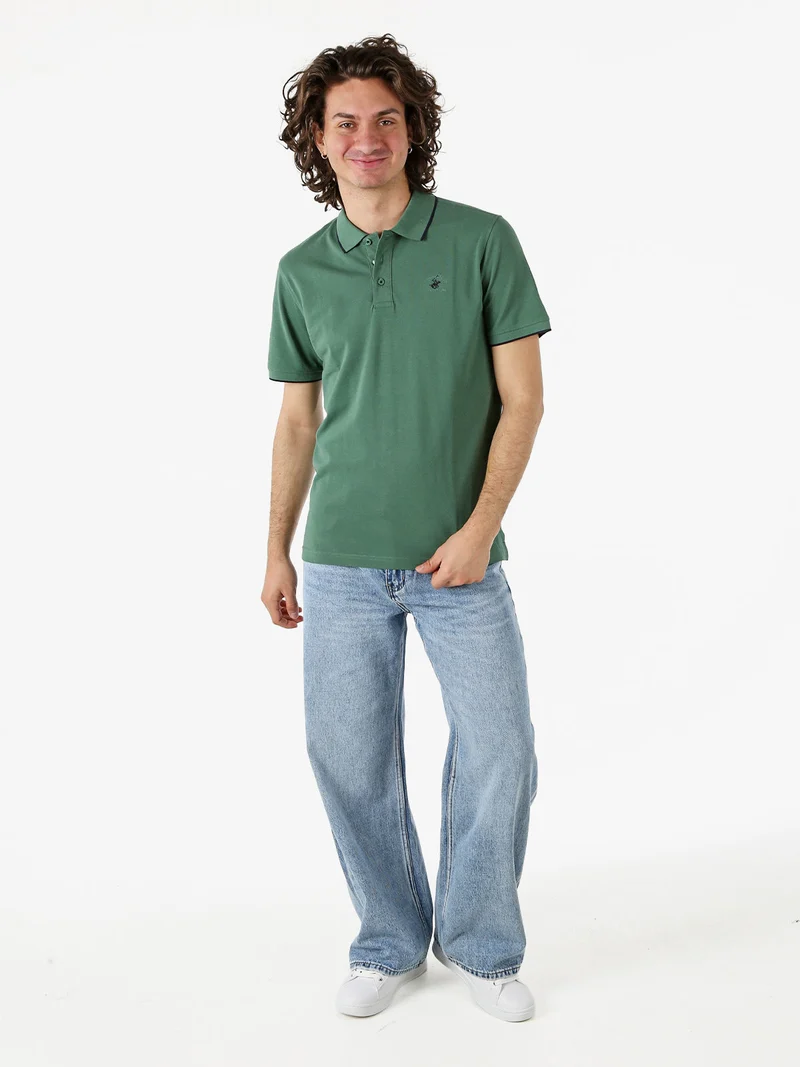 Polo da uomo a maniche corte in cotone - verde