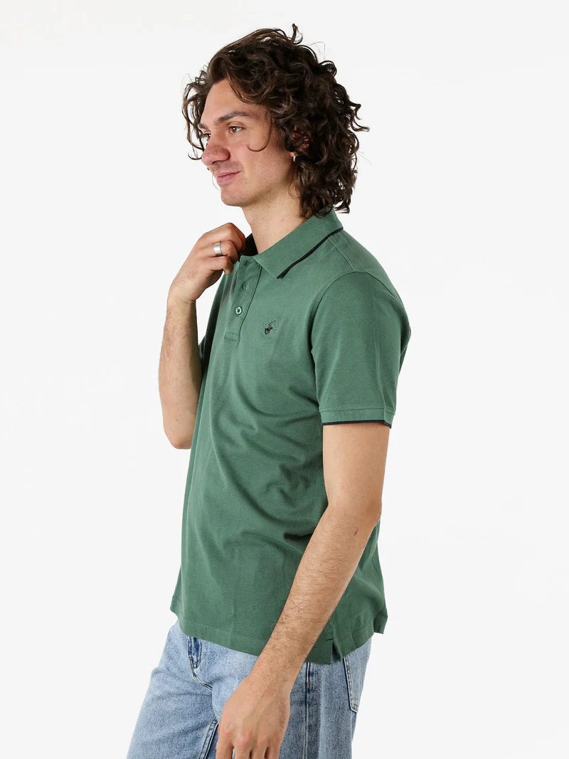 Polo da uomo a maniche corte in cotone - verde