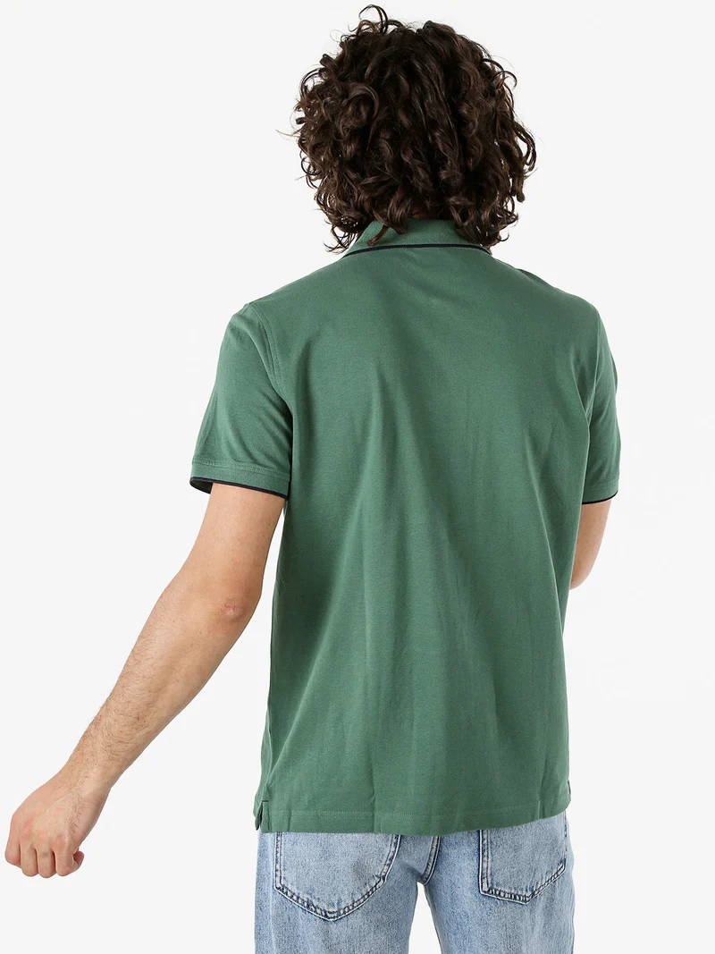 Polo da uomo a maniche corte in cotone - verde