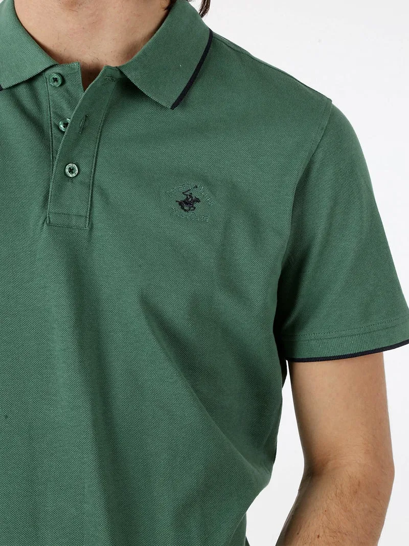 Polo da uomo a maniche corte in cotone - verde