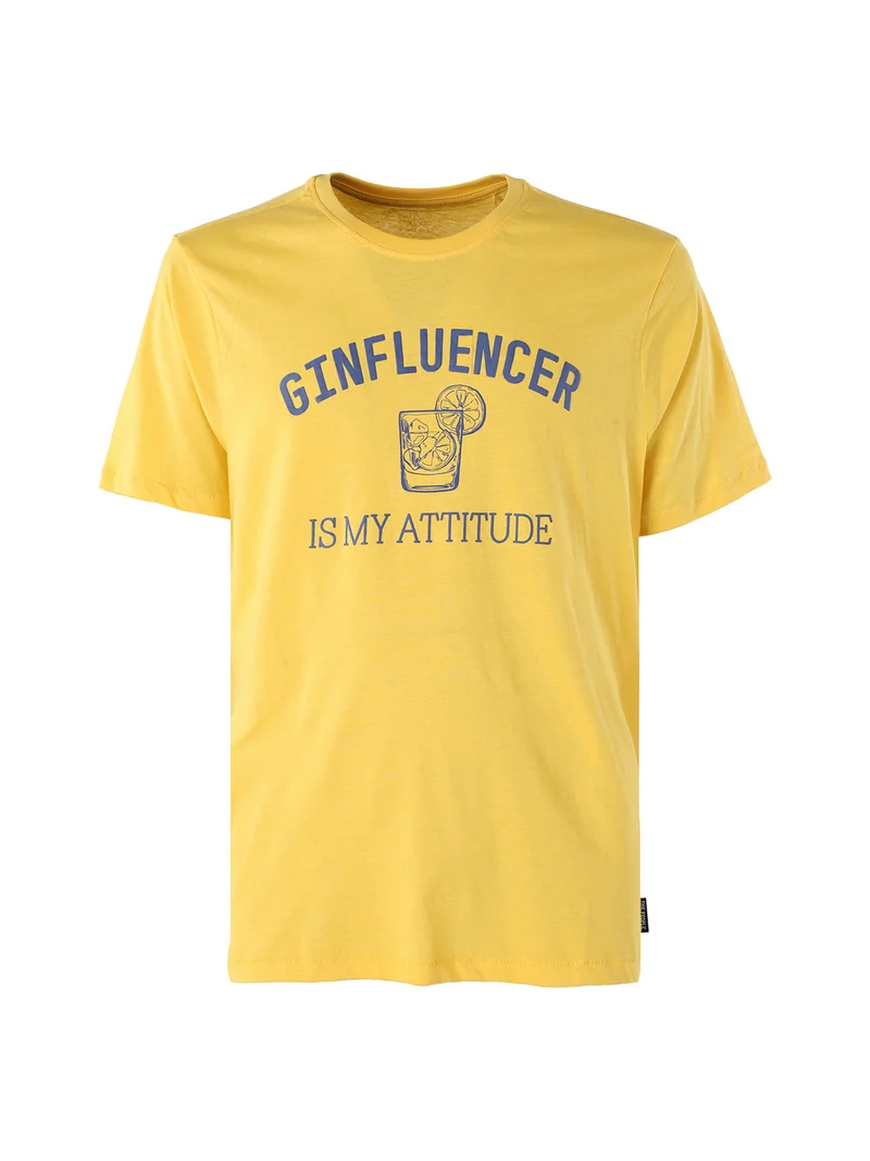 T-shirt da uomo in cotone con stampa divertente - giallo