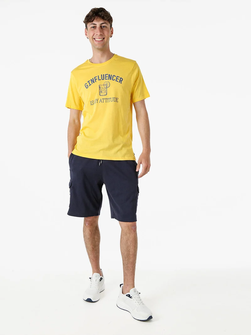 T-shirt da uomo in cotone con stampa divertente - giallo