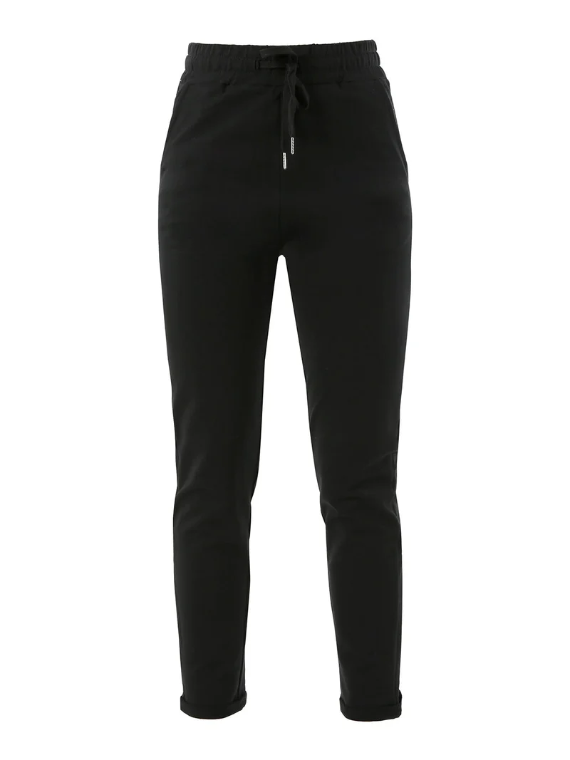 Pantaloni tuta da donna con coulisse - nero
