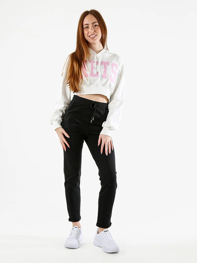 Pantaloni tuta da donna con coulisse - nero