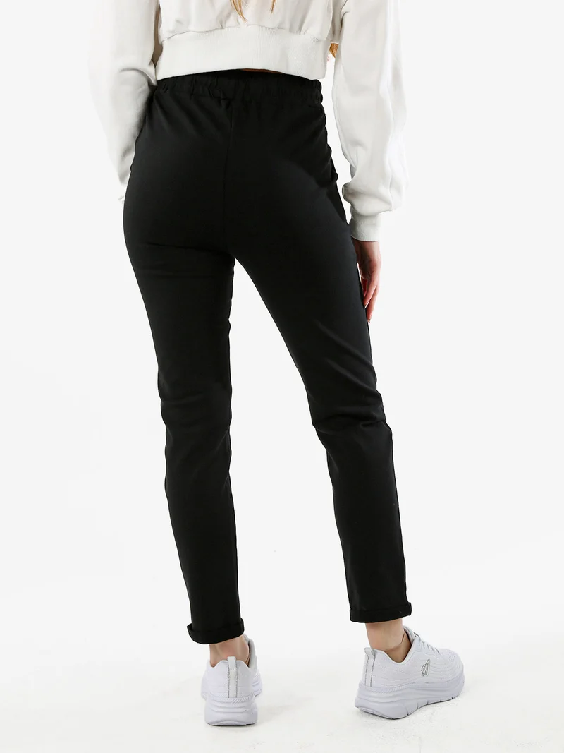 Pantaloni tuta da donna con coulisse - nero