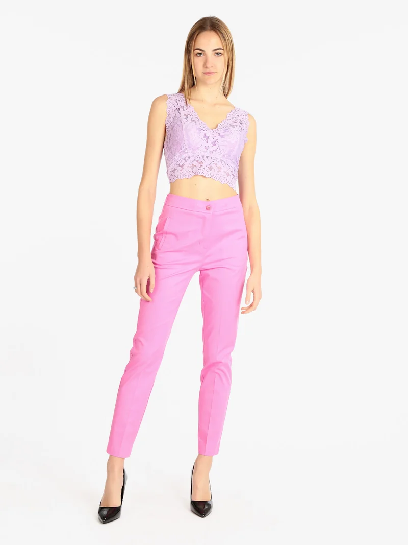 Pantaloni eleganti in cotone donna - fucsia
