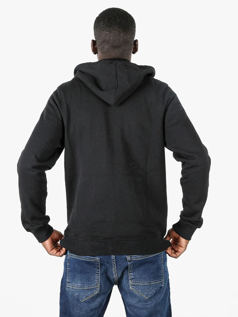 Felpa sportiva da uomo con cappuccio e zip - nero