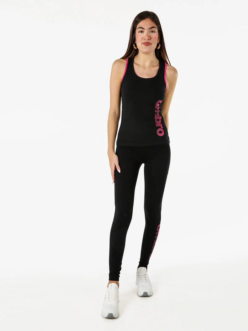 Leggings sportivi da donna con logo - fucsia