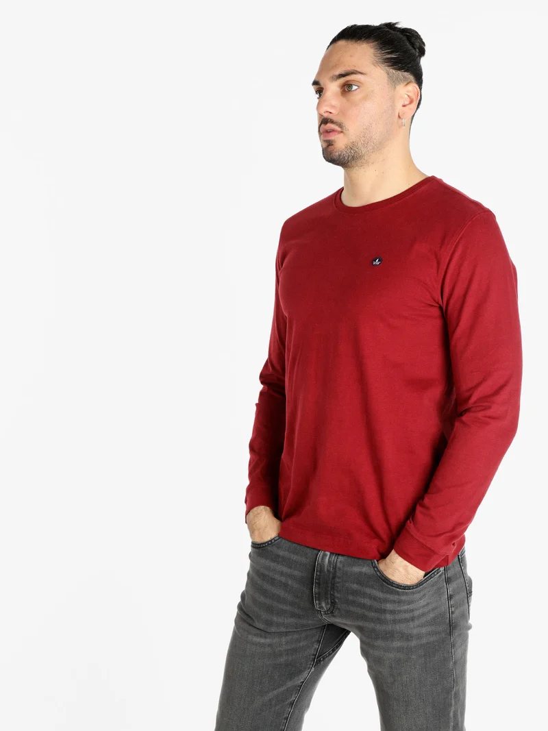T-shirt uomo girocollo a maniche lunghe - rosso