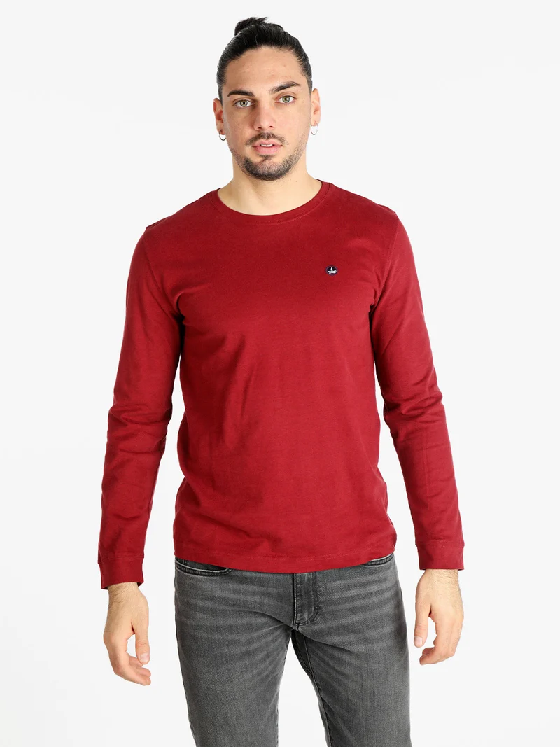 T-shirt uomo girocollo a maniche lunghe - rosso
