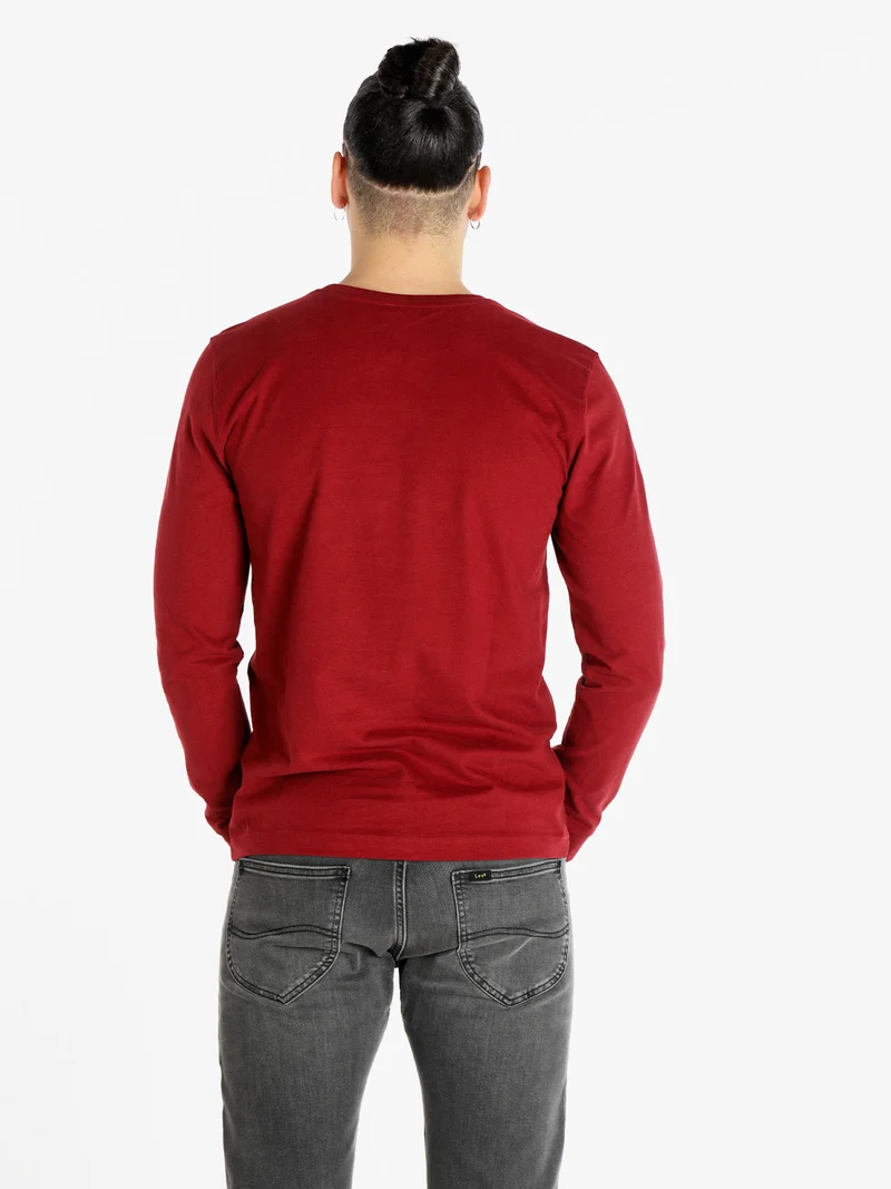 T-shirt uomo girocollo a maniche lunghe - rosso