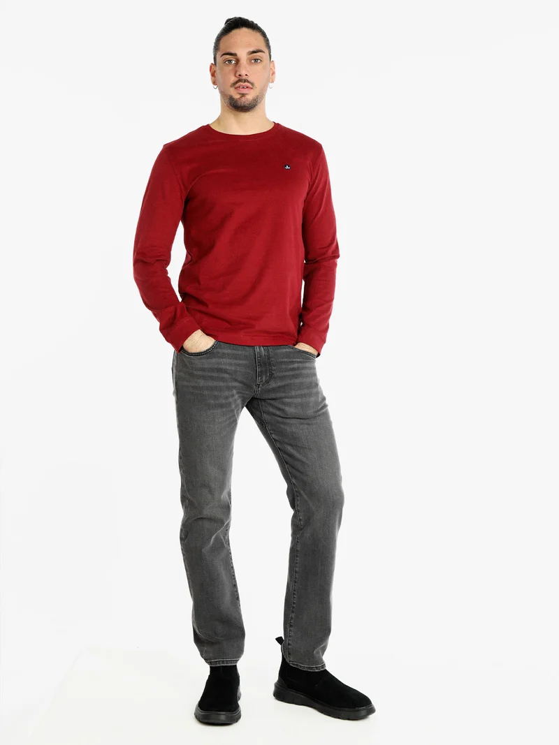 T-shirt uomo girocollo a maniche lunghe - rosso