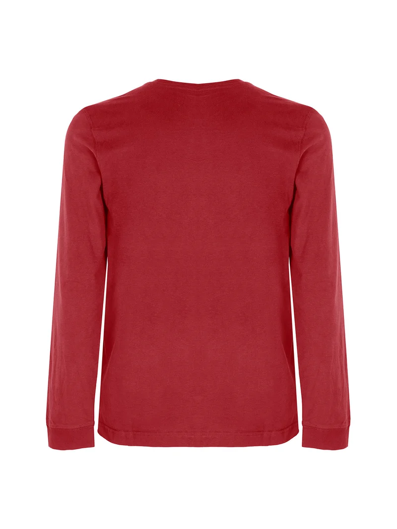 T-shirt uomo girocollo a maniche lunghe - rosso