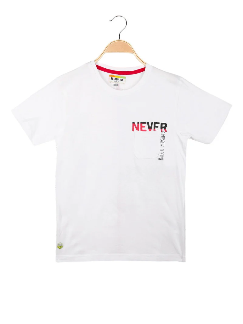 T-shirt manica corta ragazzo con taschino - bianco
