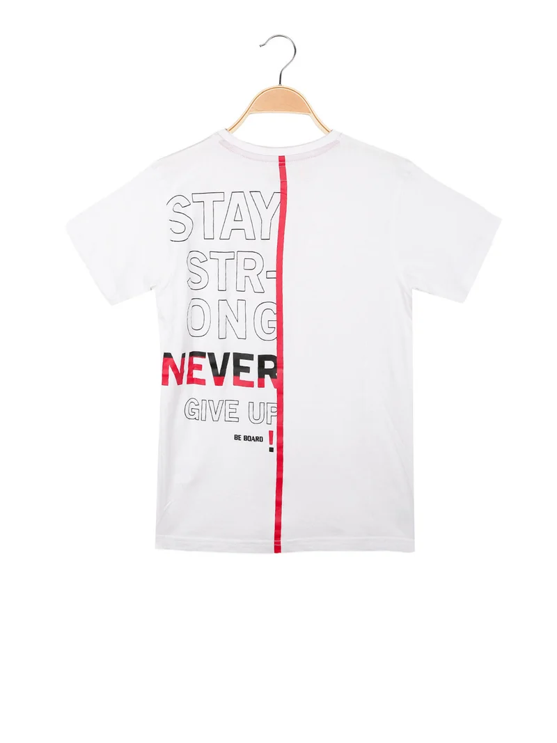 T-shirt manica corta ragazzo con taschino - bianco