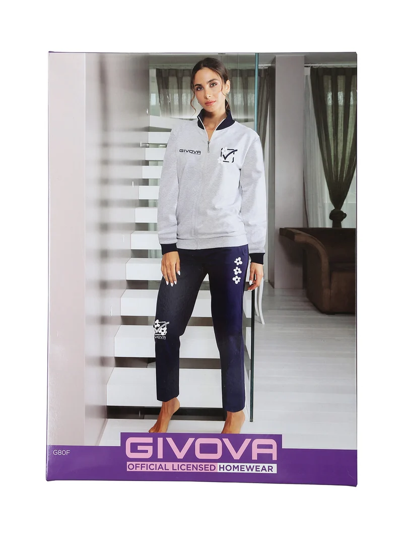 Completo tuta felpata da donna full zip - blu scuro