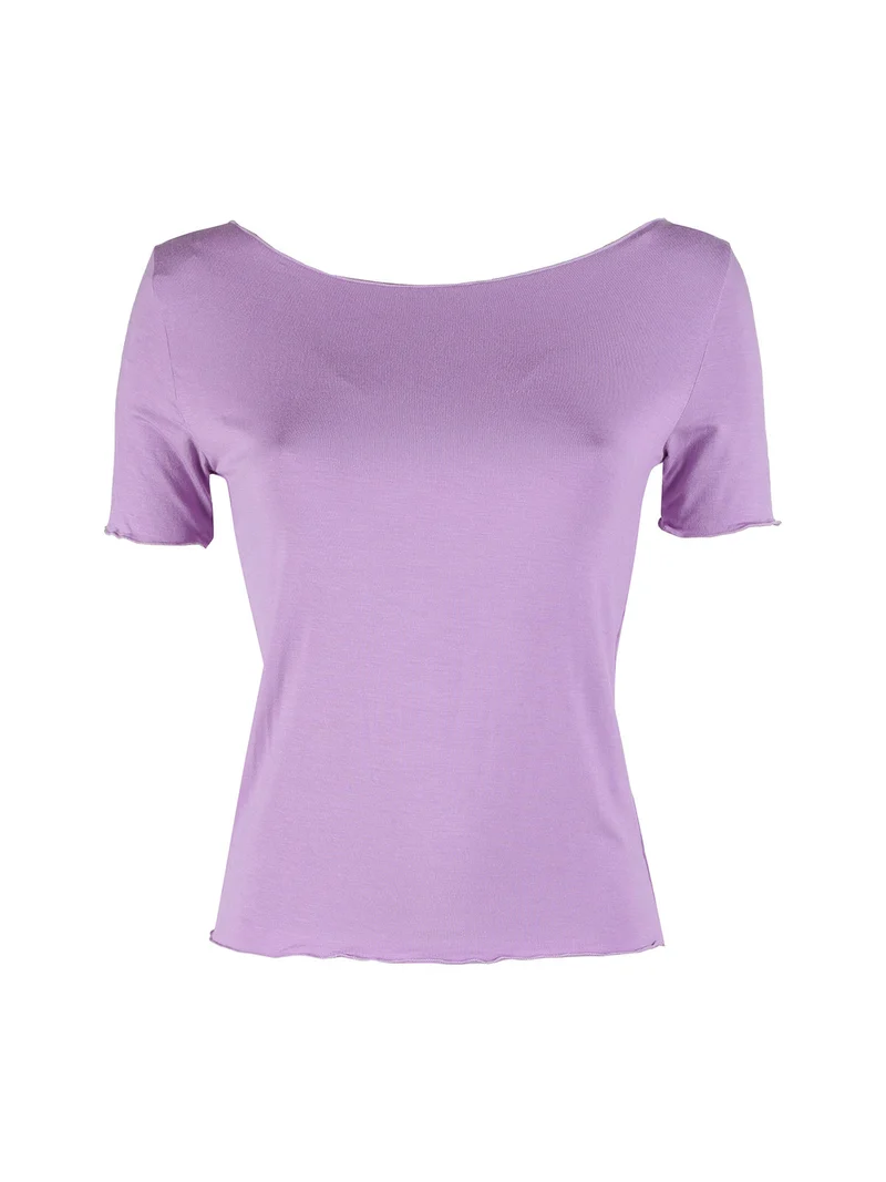 T-shirt donna girocollo in viscosa - viola