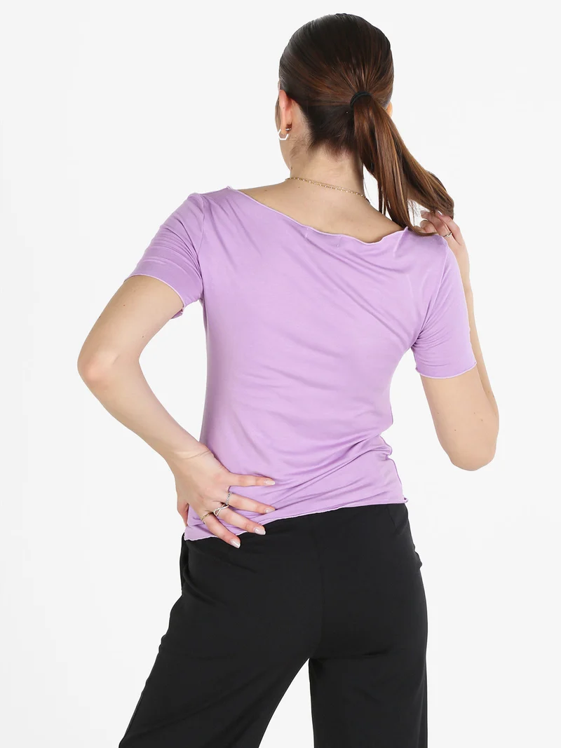 T-shirt donna girocollo in viscosa - viola