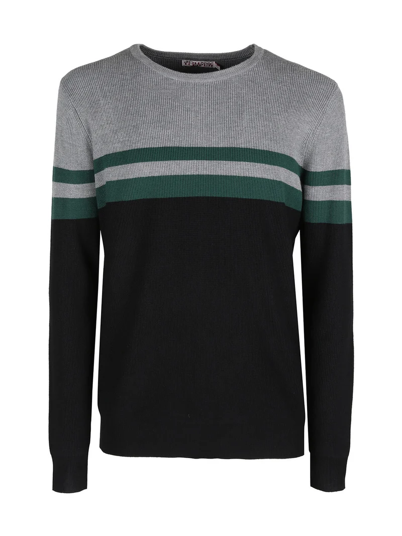 Pullover girocollo da uomo a costine - verde