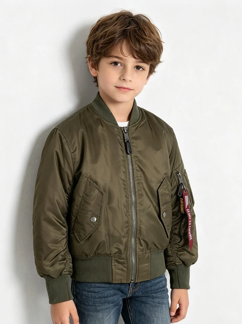 Giubbotto bomber da ragazzo con zip - militare