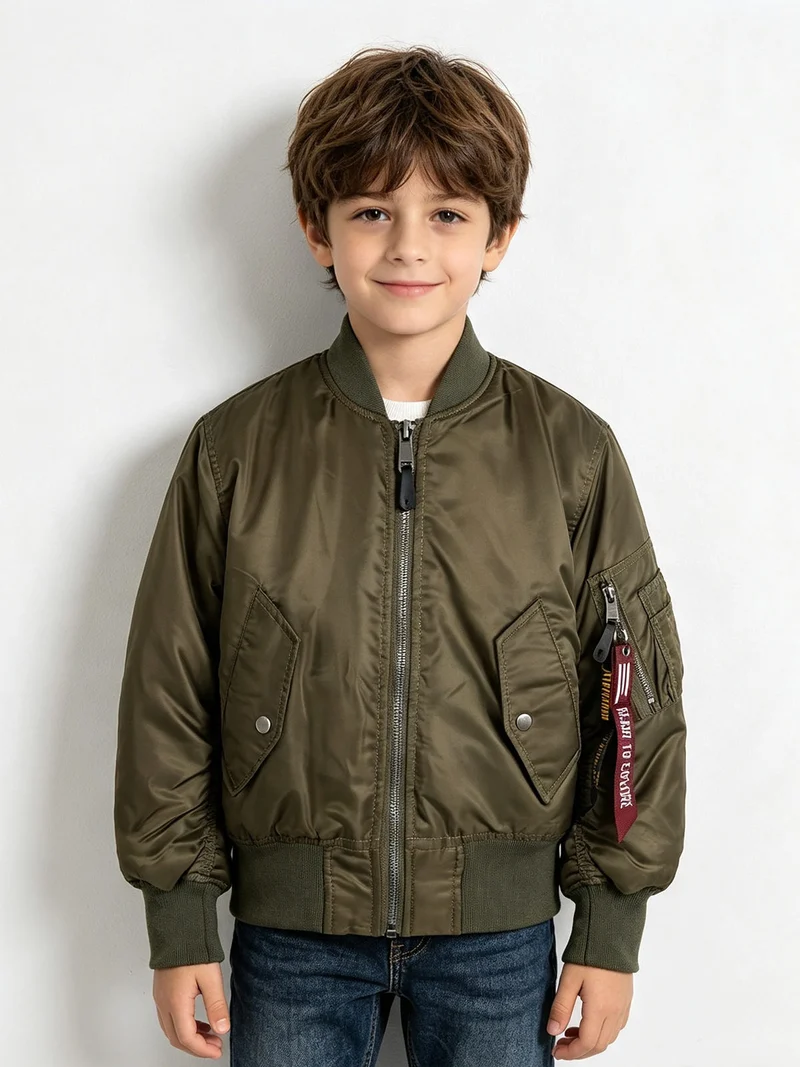 Giubbotto bomber da ragazzo con zip - militare