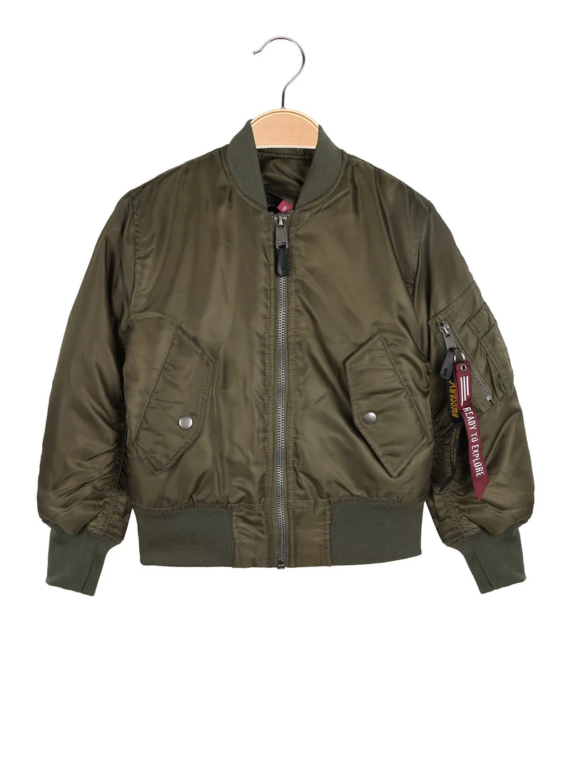 Giubbotto bomber da ragazzo con zip - militare