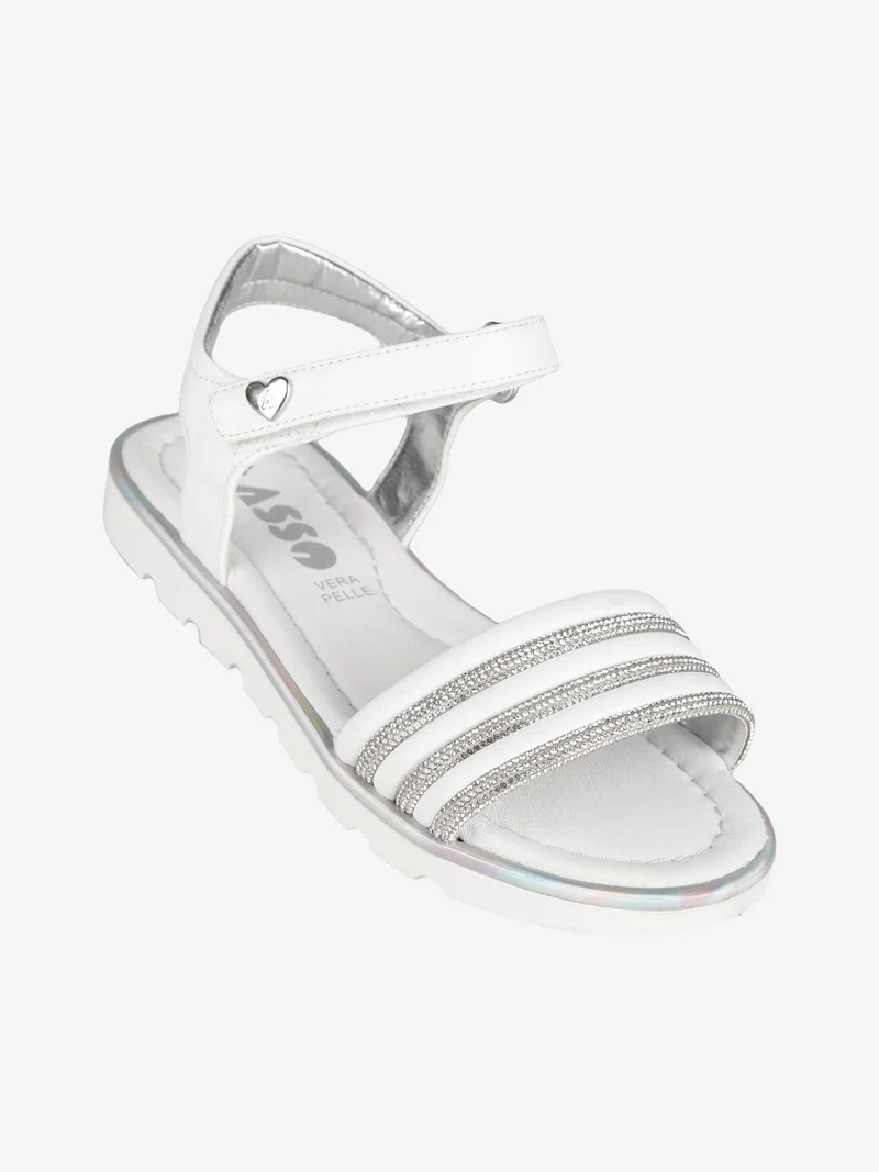 Sandali da ragazza con strass - bianco