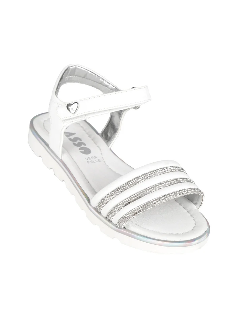 Sandali da ragazza con strass - bianco