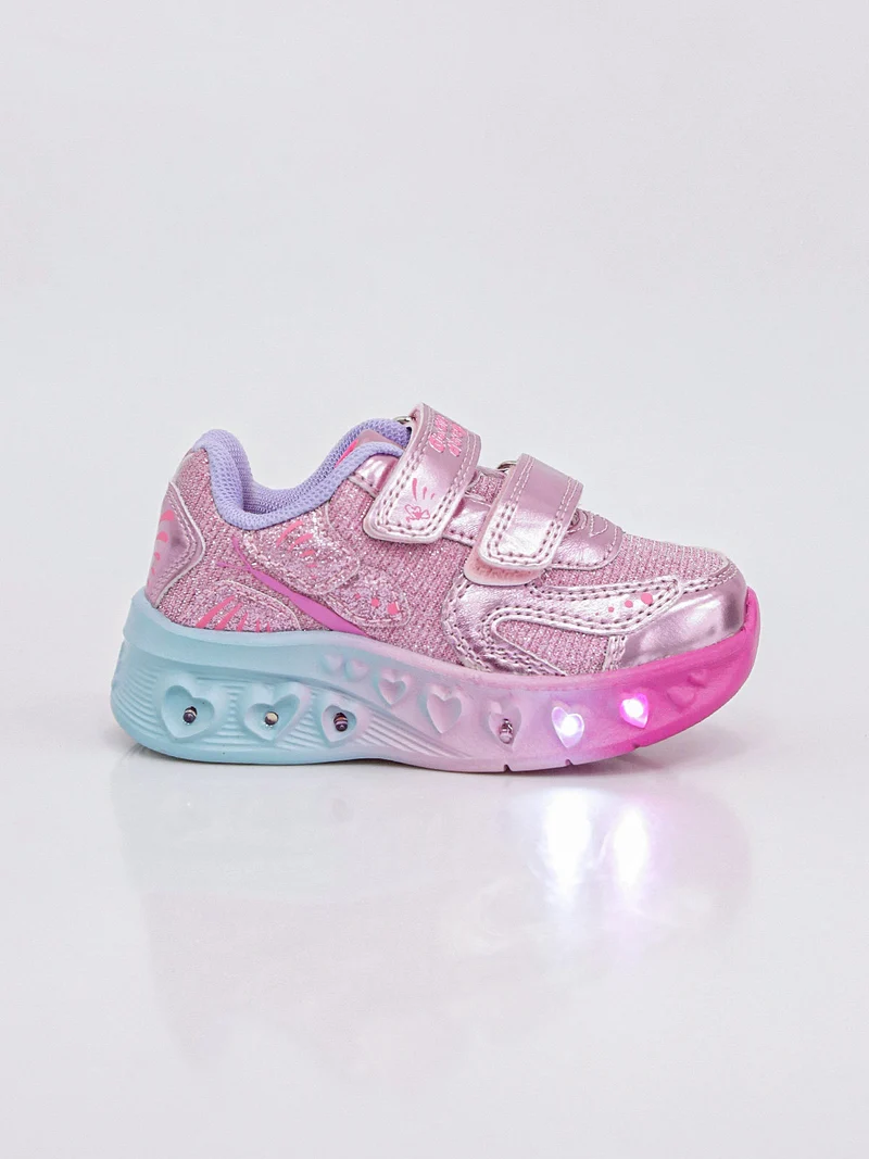 Sneakers da bambina con luci e strappi - rosa